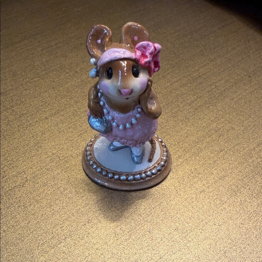 Wee Forest Folk “Zelda” Charming Mouse Figurine with Pink Dress